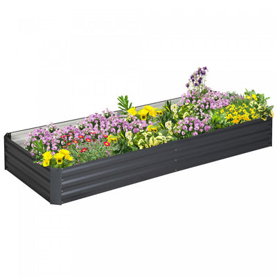 Outsunny 95" X 36" X 12" Galvanized Raised Garden Bed, Metal Elevated Planter Box, Easy Diy And Clea|Outsunny Lit De Jardin Sureleve Galvanise 95" X 36" X 12", Jardiniere Surelevee En Metal, Bricolage