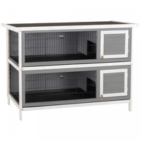 Pawhut Lapin Hutch Lapin Maison Pour Animaux De Compagnie Coop En Bois Run Habitat Volaille 2 Etages