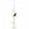 Arbre A Chat Pawhut Du Sol Au Plafond Avec Griffoirs, Tour Pour Chat Reglable En Hauteur De 225 A 255 Cm Avec Plateformes En Forme De Nuage, Balles Suspendues, Blanc
