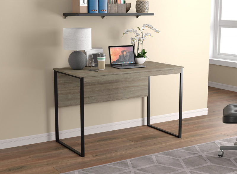 Bureau D’etude 47,25 Po Pour Bureau A Domicile Ou Salle De Jeux – Taupe Fonce Avec Base En Metal Noir