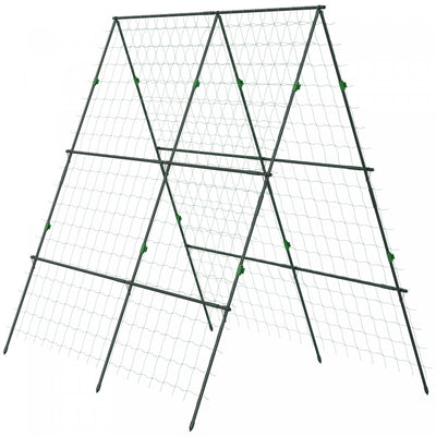 Outsunny Metal Tomato Cage With Net For Climbing Plants Vegetables, Green|Outsunny Cage A Tomates En Metal Avec Filet Pour Plantes Grimpantes, Vert