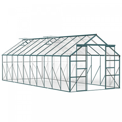 Outsunny Greenhouse Polycarbonate Greenhouse with Rain Gutter, Green