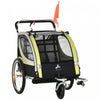 Aosom Remorque Velo Enfant 2 En 1, Poussette Bebe Avec Frein, Sac De Rangement, Drapeau De Securite, Reflecteurs Et Harnais 5 Points, Jaune