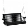 Outsunny 46\" Porch Swing Bench Pour 2 Personnes Avec 2 Porte-gobelets Integres, Design A Lattes, Chaines Incluses, Capacite De Charge De 550lb, Noir.