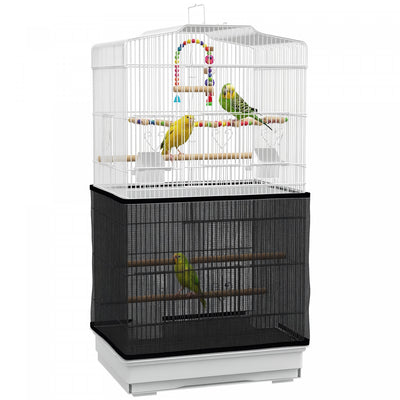 Pawhut 36" Bird Cage For Finches, Canaries Budgies, Parrot Cage With Accessories, Handle, Mesh Cover, Tray, White