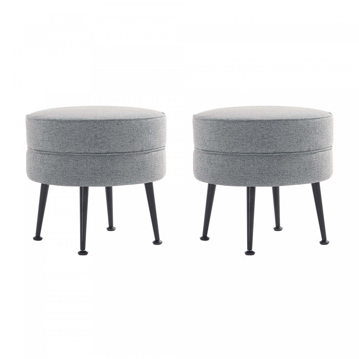 Lot de 2 poufs d’appoint rembourres style mid-century modern Bailey en gris