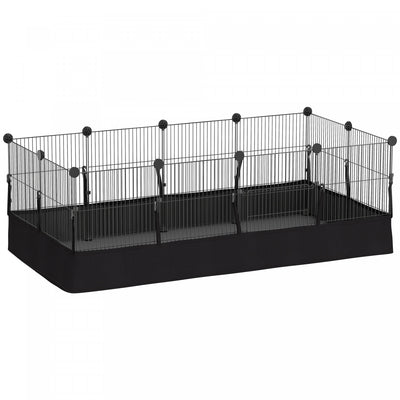 PawHut 12 Panels Small Animal Cage with Waterproof Mat, DIY C&C Cage for Guinea Pigs, Rabbits, Hedgehogs, Animal Playpen with Door, 47.2" x 23.6" x 15.7"