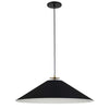 Luminaire suspendu Prudence de Dainolite avec abat-jour noir mat, fini laiton vieilli et 1 ampoule