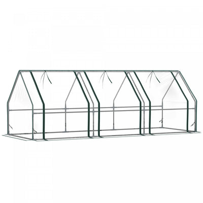 Outsunny 9' X 3' X 3' Portable Tunnel Greenhouse With Zipper Doors Clear|Outsunny Serre Tunnel Portable 9' X 3' X 3' Avec Portes A Fermeture Eclair