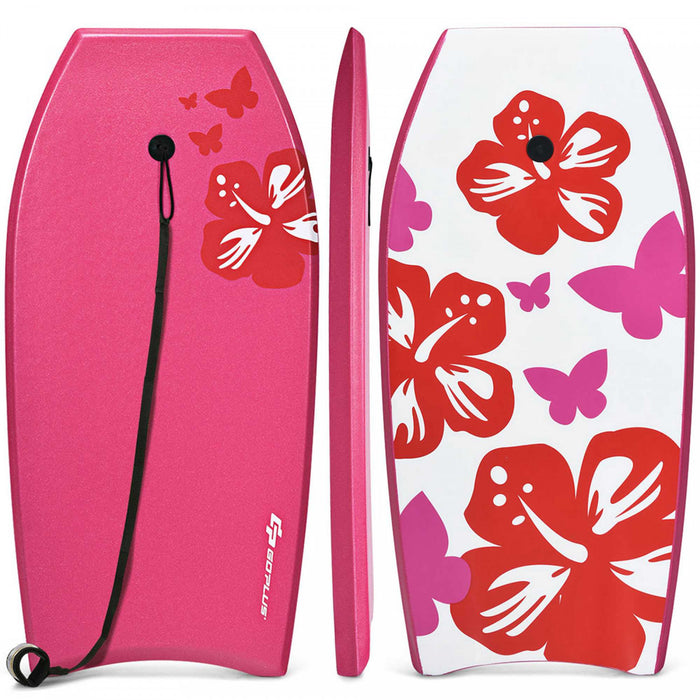 Goplus 37'' Super Leger Bodyboard Surfing W/leash Eps Core Embarque Ixpe Rose