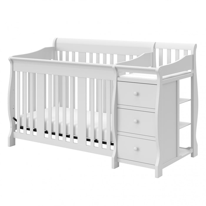 Storkcraft Portofino Lit de bebe convertible 4-en-1 avec table a langer - Blanc