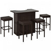 Ensemble De Bar De Patio De 5 Pieces Outsunny, Table Et Chaises En Rotin Pe, Brun Fonce