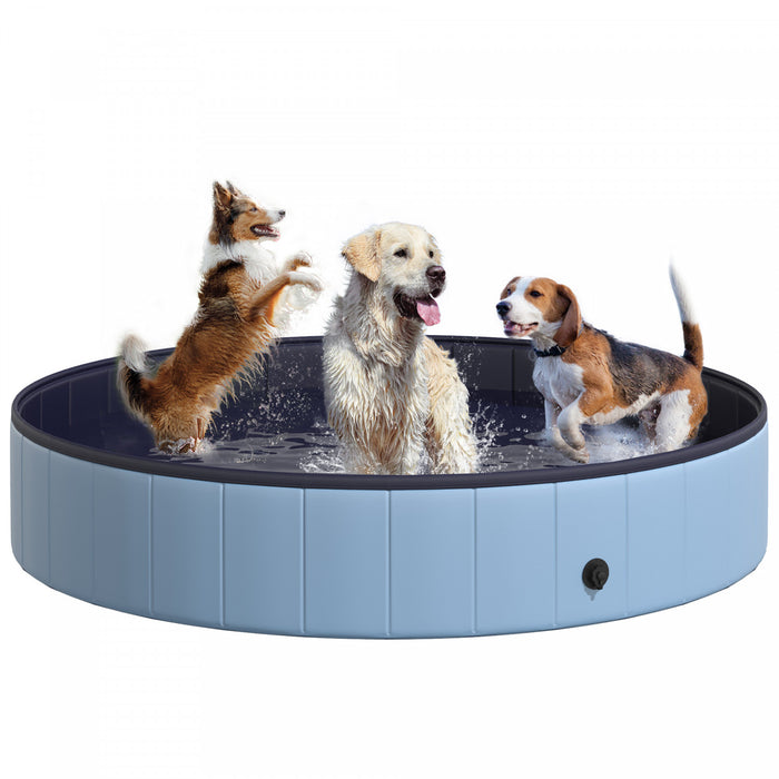Pawhut Piscine Pliante Pour Chien Piscine Pour Animaux De Compagnie Baignoire Pour Chiot Fournitures Pour Animaux De Compagnie (Φ63\", Bleu)