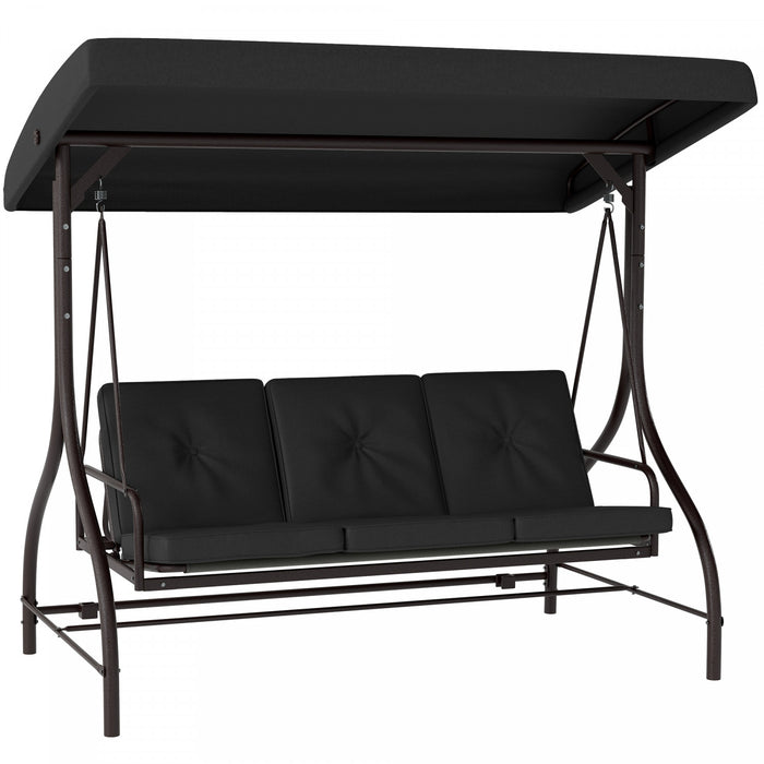 Outsunny Balancelle de Jardin 3 Places avec Auvent, Convertible en Lit Suspendu