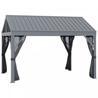 Outsunny 12' X 10' Tonnelle De Jardin Barnum Avec Filet Et Cadre En Aluminium Pour Patios, Jardins,