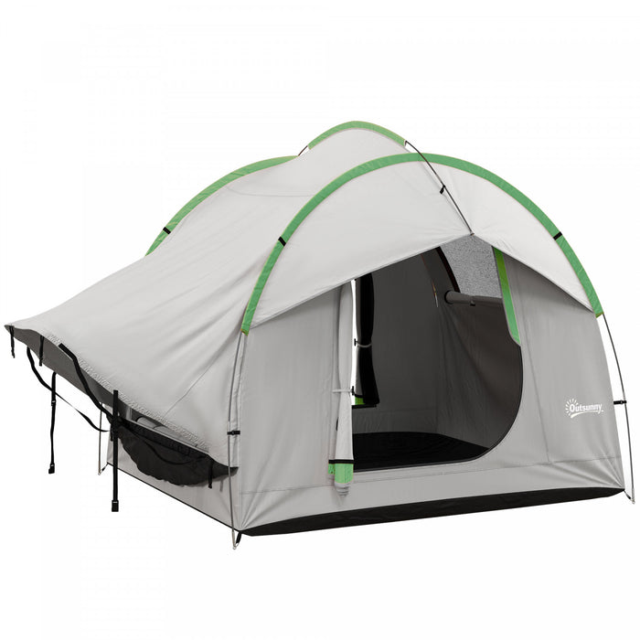 Outsunny Tente de camping pour voiture avec 3 portes, gris et vert