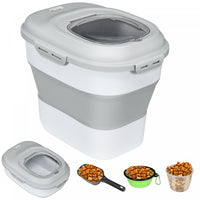 Pawhut Recipient De Stockage De Nourriture Pour Chien, Pliable De 11 A 55 Lb, Avec Couvercles Hermet