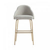 Tabouret de bar moderne en metal Gracie, rembourre, gris pierre et or