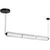 Luminaire suspendu horizontal Ramona de Dainolite en verre cannelé transparent, avec fini noir mat et ampoule à DEL de 30 W