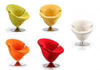  Fauteuil d’appoint moderne Tulip 1 piece en vert, orange, rouge, blanc et jaune