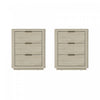 Table de nuit moderne Evelyn 20\" en naturel (3 tiroirs) - Lot de 2