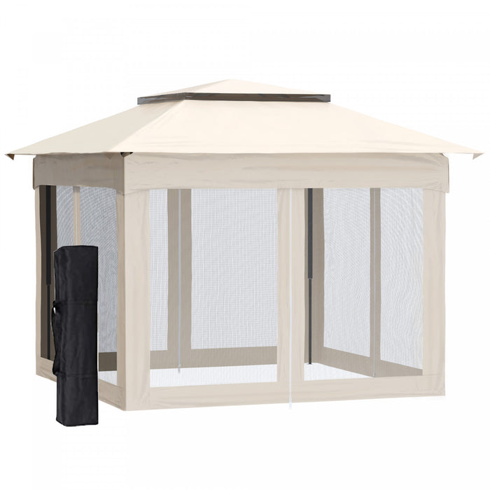 Outsunny Auvent De Tonnelle Escamotable 11'x11' Avec Sac De Transport, Kaki