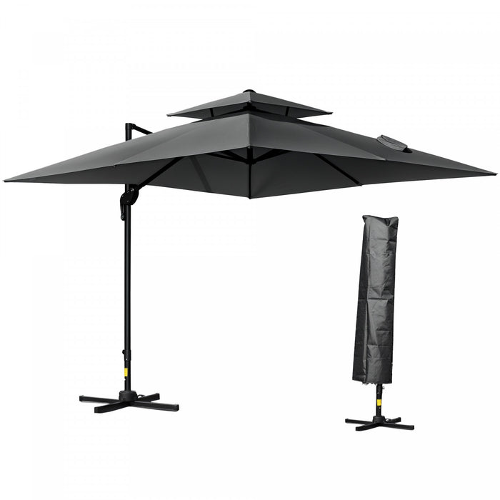 Outsunny 10' X 10' Parasol Deporte Inclinable 5 Angles, Double Toit
