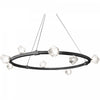 Lustre Pearlene de Dainolite en verre transparent, avec fini noir mat et 12 ampoules