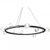 Lustre Pearlene de Dainolite en verre transparent, avec fini noir mat et 12 ampoules