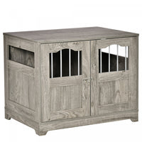 Pawhut Cage Pour Chien En Bois Avec Fenetres Multi-usage Portes Verrouillables Base Surelevee Pour C