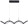 Luminaire suspendu horizontal Philo de Dainolite en silicone blanc qui diffuse la lumière, avec fini noir mat et ampoule à DEL de 50 W