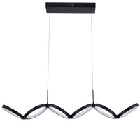 Luminaire suspendu horizontal Philo de Dainolite en silicone blanc qui diffuse la lumière, avec fini noir mat et ampoule à DEL de 50 W