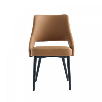 Tremont Modern Metal Vegan Leather Dining Chair in Saddle | Chaise de salle a manger moderne Tremont en metal et cuir vegetalien, coloris Saddle