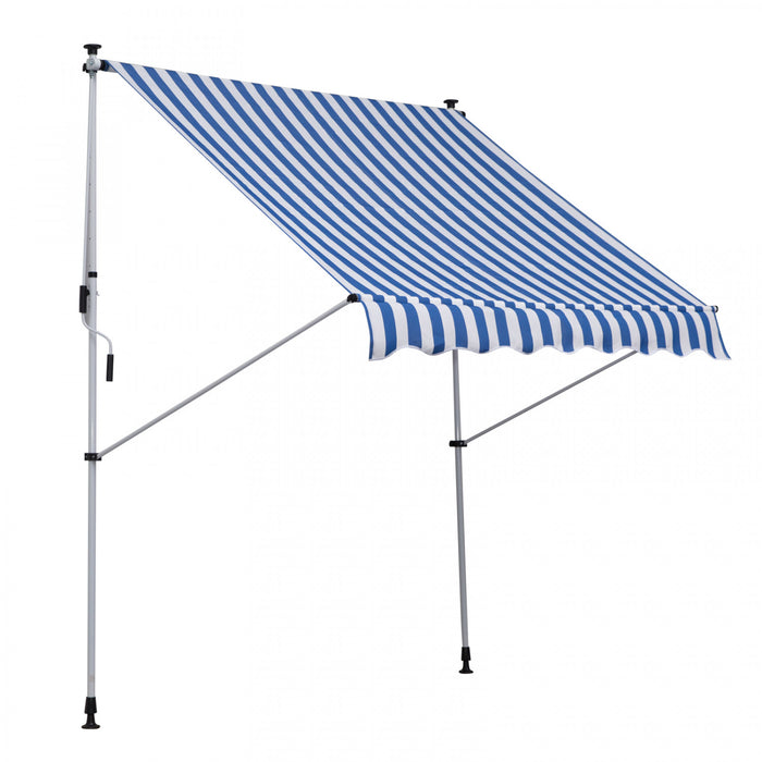 Outsunny Store Banne Manuel Retractable Inclinaison Reglable Installation Rapide Metal Alu Polyester Bleu
