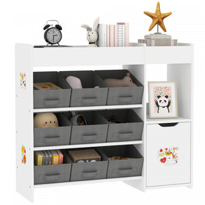 Qaba Organiseur De Rangement Pour Jouets, Bibliotheque Pour Enfants, Blanc