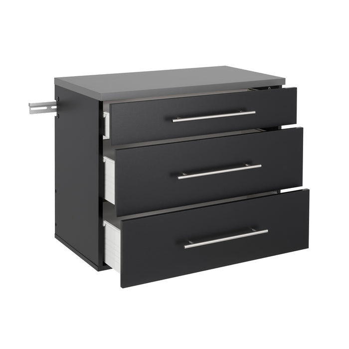 Armoire de plancher HangUps à 3 tiroirs avec rangement - noire