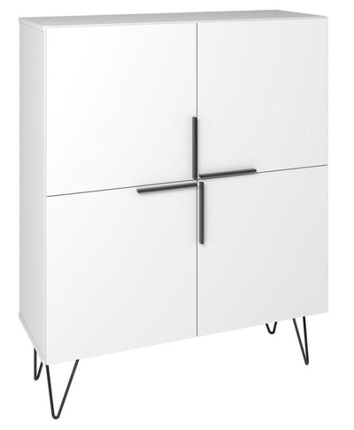 Manhattan Comfort Beekman Low 4-Shelf Accent Cabinet - White|Petite armoire décorative Beekman de Manhattan Comfort avec 4 tablettes - blanche