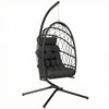 Chaise suspendue œuf Outsunny avec support, balancelle pliable, noir