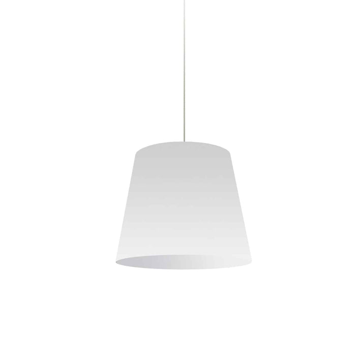 Petit luminaire suspendu de Dainolite avec très grand abat-jour cylindrique blanc et 1 ampoule