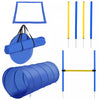Trousse de demarrage PawHut pour l'agilite canine : ensemble d'entrainement exterieur pour animaux de compagnie comprenant un tunnel, 4 poteaux de slalom et un sauteur en hauteur.