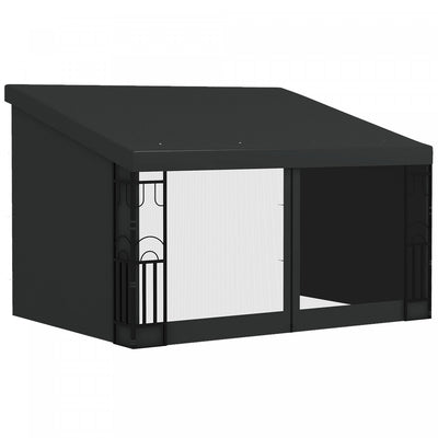Outsunny 10' X 13' Lean To Outdoor Pergola Canopy With 2 Curtains And 2 Nettings, Wall Mounted Deck |Outsunny Pergola 10' X 13' Avec 2 Rideaux Et 2 Filets, Abri Solaire Mural Pour Terrasse, Resistant A