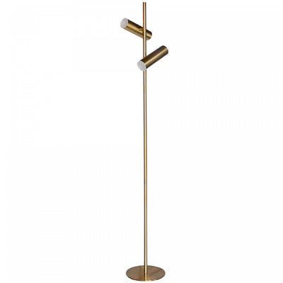 Dainolite Constance Floor Lamp 12w Aged Brass Frosted Acrylic Diffuser|Lampe à pied Constance de Dainolite en acrylique givré qui diffuse la lumière, avec fini laiton vieilli et ampoule de 12 W