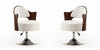 Fauteuil pivotant moderne en cuir vegetalien Bopper blanc - Lot de 2