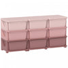 Qaba Organiseur De Jouets A 3 Niveaux Avec 9 Bacs De Rangement, Rose