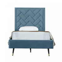  Lit simple moderne Crosby en velours bleu
