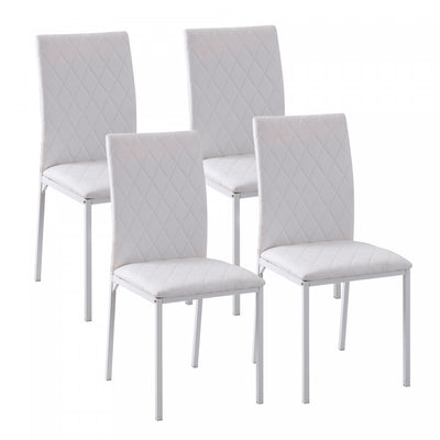 HOMCOM Dining Chairs Set of 4, Upholstered Faux Leather Accent Chairs