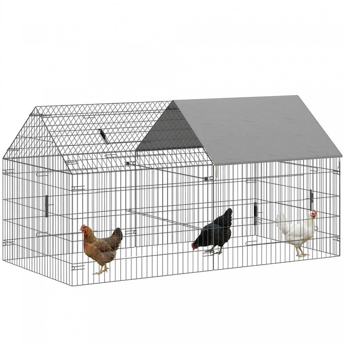 Poulailler metallique, grand enclos avec bache