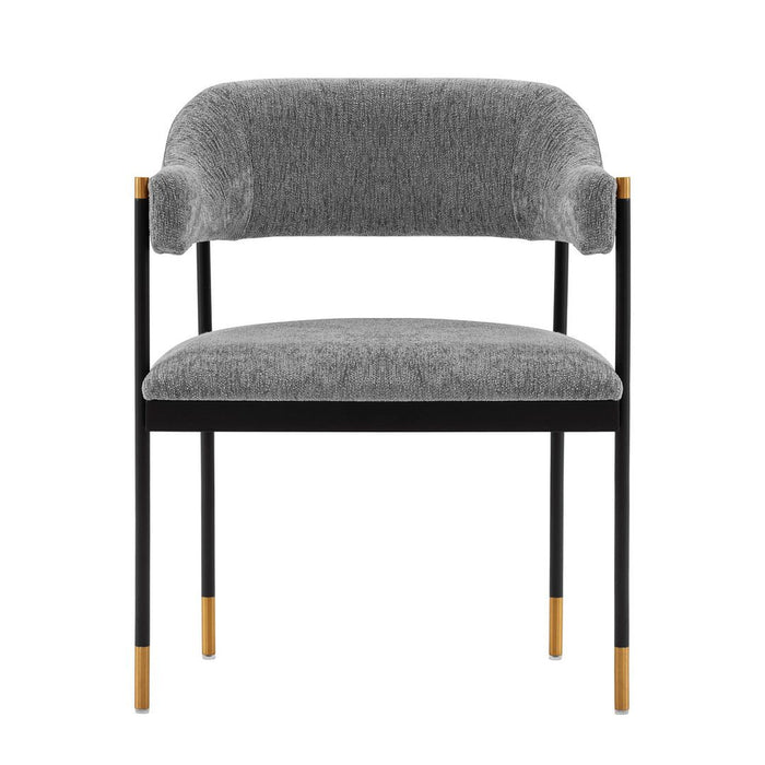 Chaise de salle à manger moderne Lia de Manhattan Comfort en chenille - grise