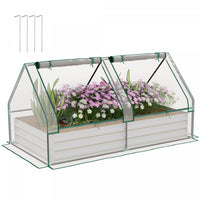 Outsunny Lit De Jardin Sureleve 6' X 3' Avec Serre, Transparent Et Argente