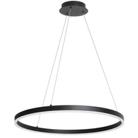 Lustre Circulo de Dainolite en acrylique blanc qui diffuse la lumière, avec fini noir mat et ampoule de 34 W